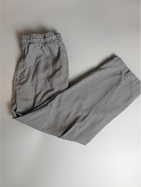 Vintage Houndstooth Wide Leg Pants, High Waisted Black & White Trousers